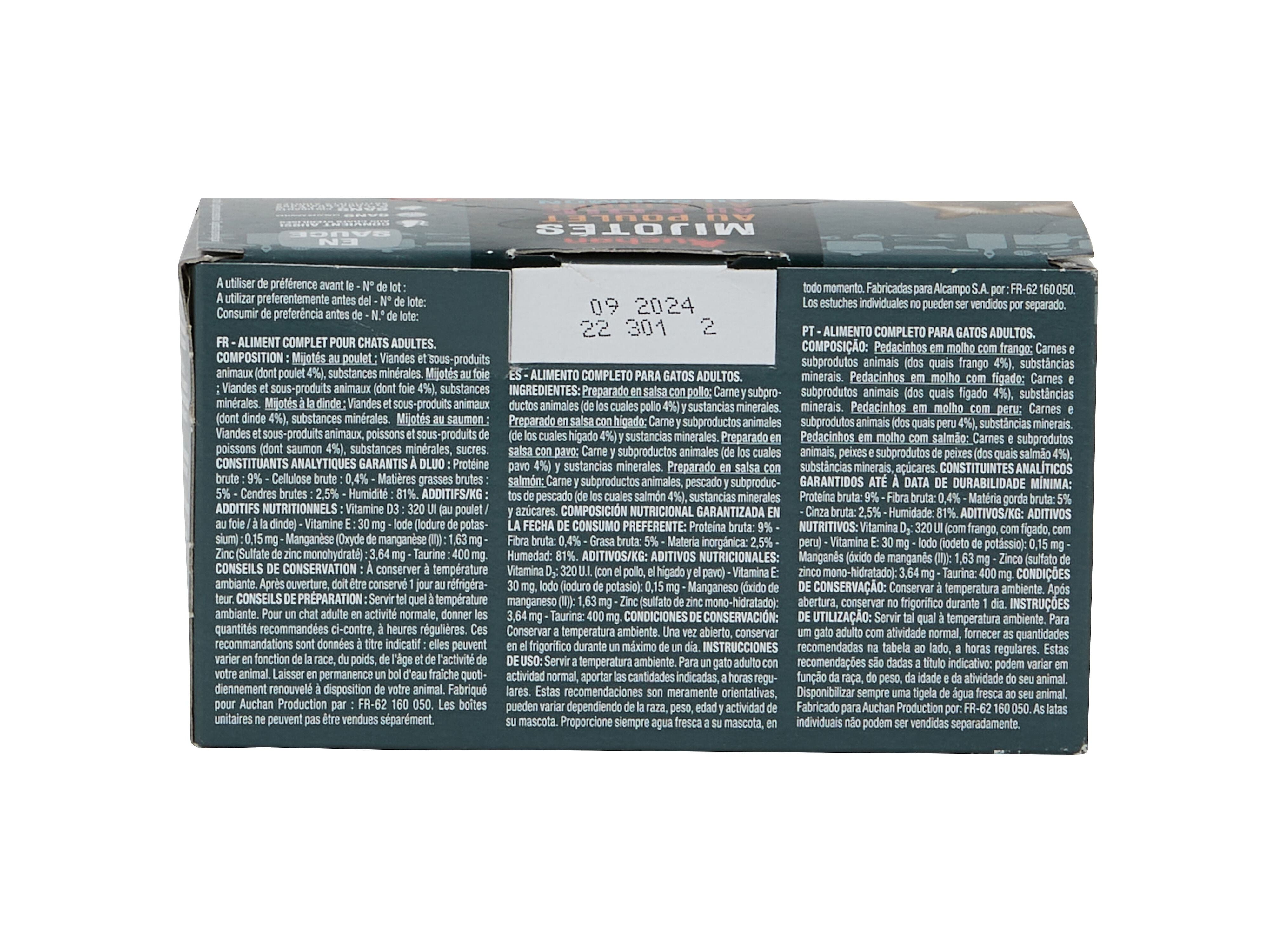 COMIDA H&Uacute;MIDA PARA GATO AUCHAN PEDACINHOS EM MOLHO 4X85G image number 2