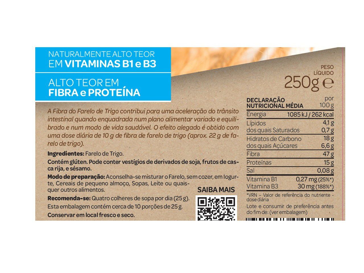 FARELO SALUTEM TRIGO 250G image number 1