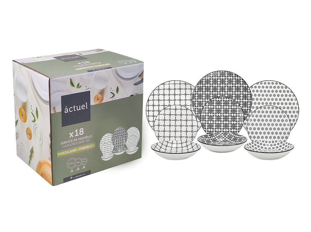 SERVI&Ccedil;O ACTUEL PORCELANA PRETO 18 PE&Ccedil;AS