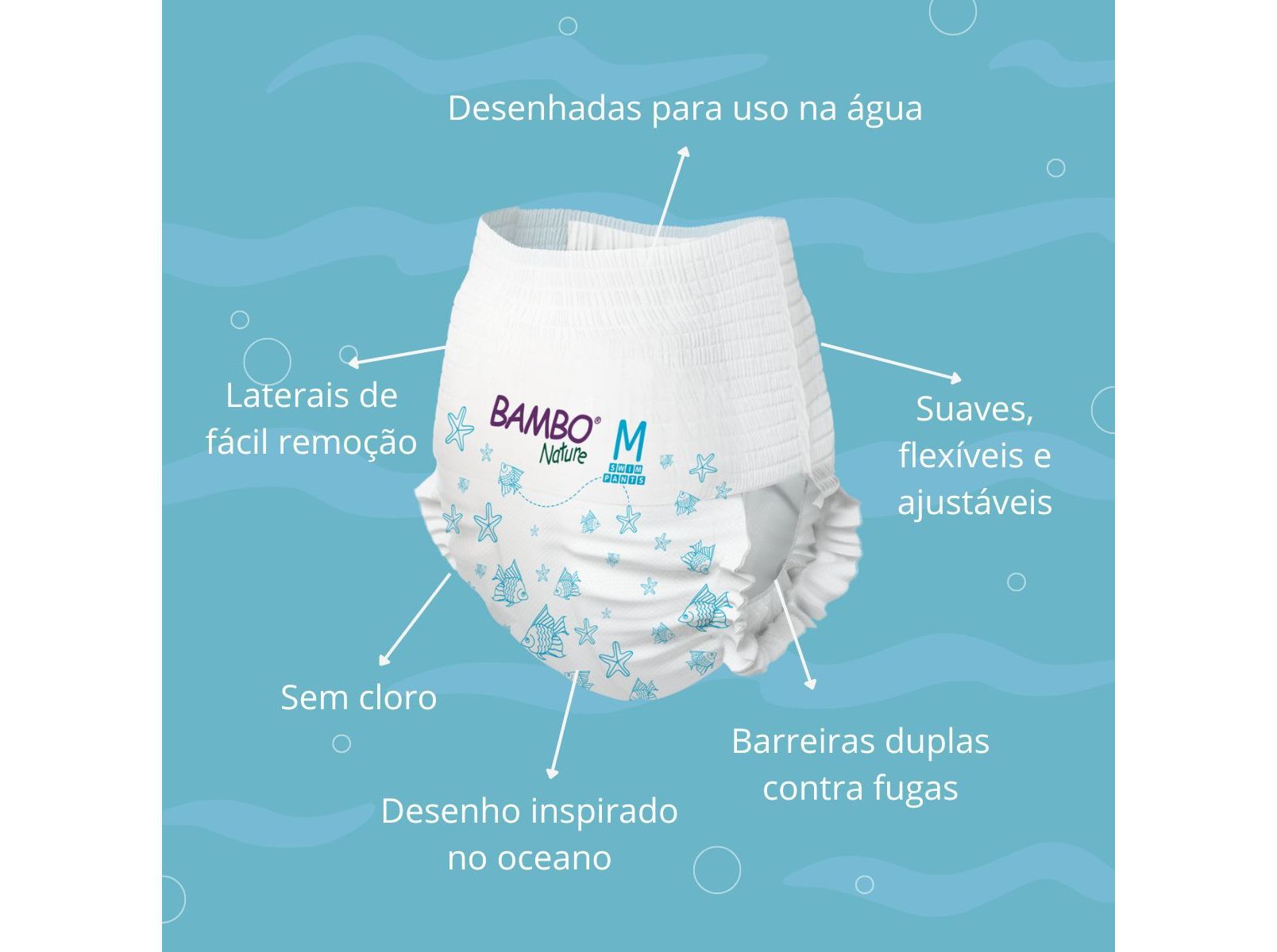 FRALDAS BAMBO NATURE SWIM M 12KG+ 12UN image number 2