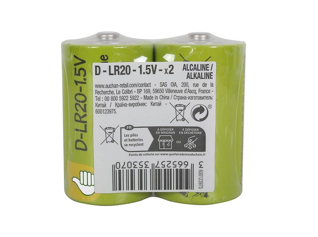PACK 2 PILHAS ALCALINA POLEGAR BASIC D LR20 2UN image number 0