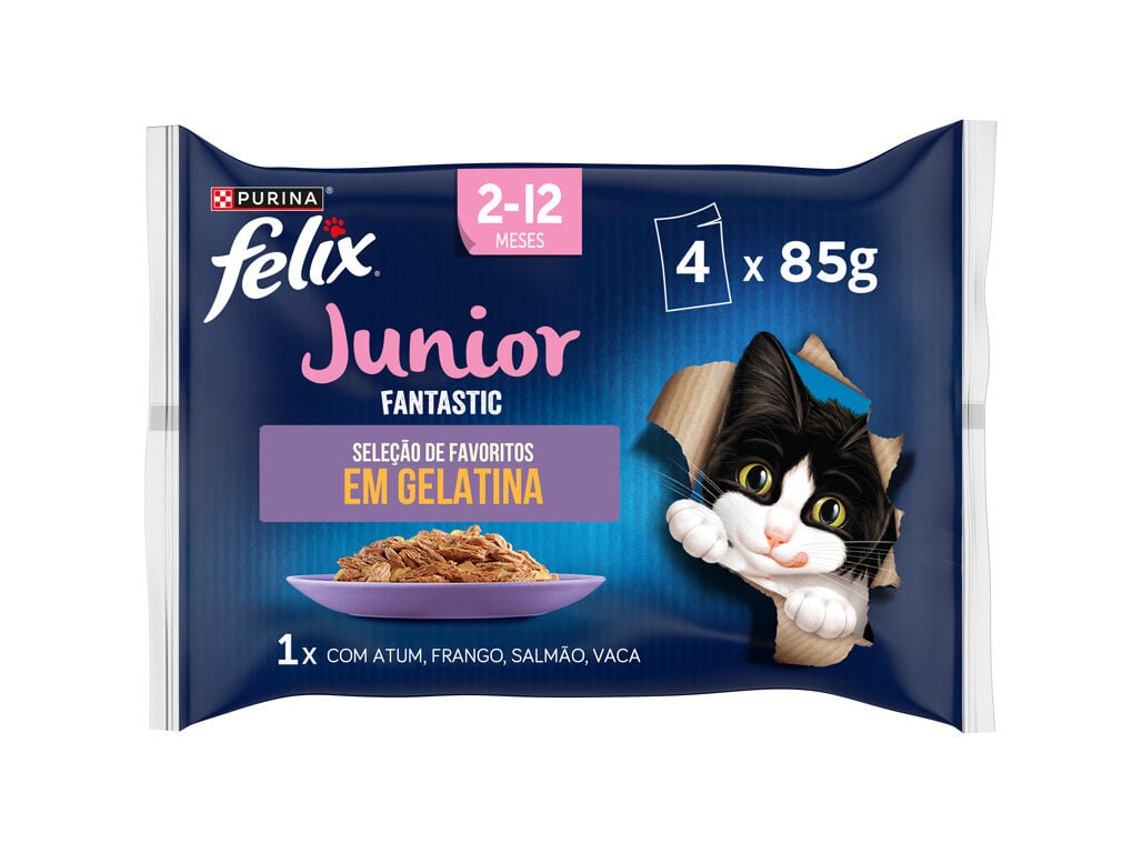 COMIDA H&Uacute;MIDA PARA GATO FELIX FANTASTIC J&Uacute;NIOR 4X85G image number 0