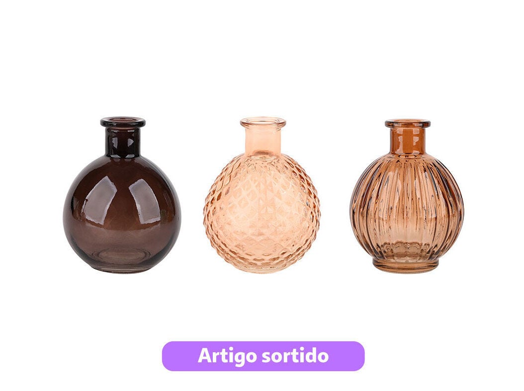 JARRA VIDRO ACTUEL FORMA BOLA 8.8X10.3CM CORES SORTIDAS