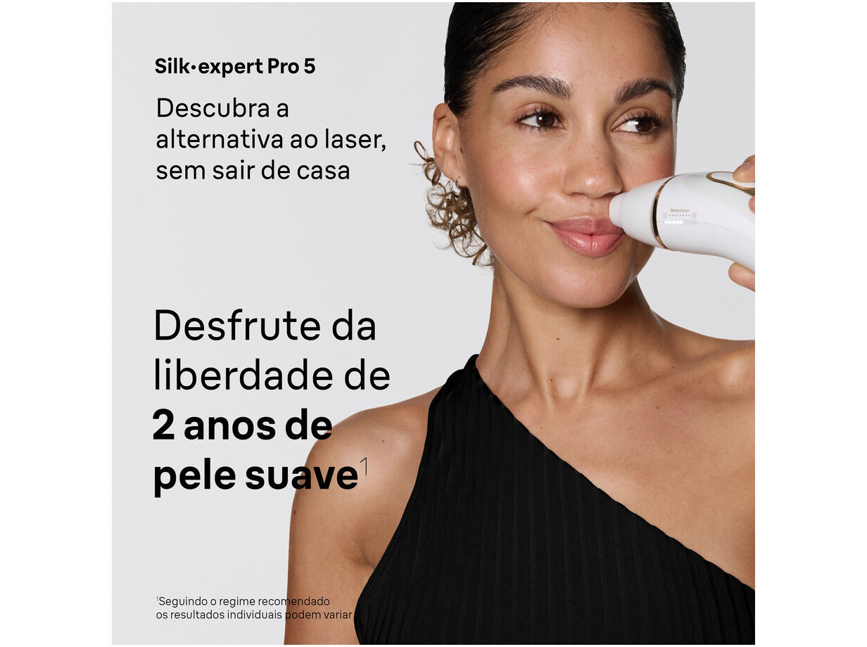DEPILADORA BRAUN LUZ PULSADA S5 PL5221 BRANCO E DOURADO SILK EXPERT image number 1
