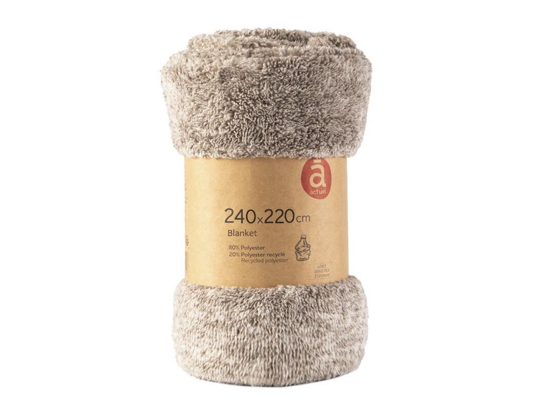 COBERTOR RECICLADO ACTUEL TAUPE FLANELA 220X420CM