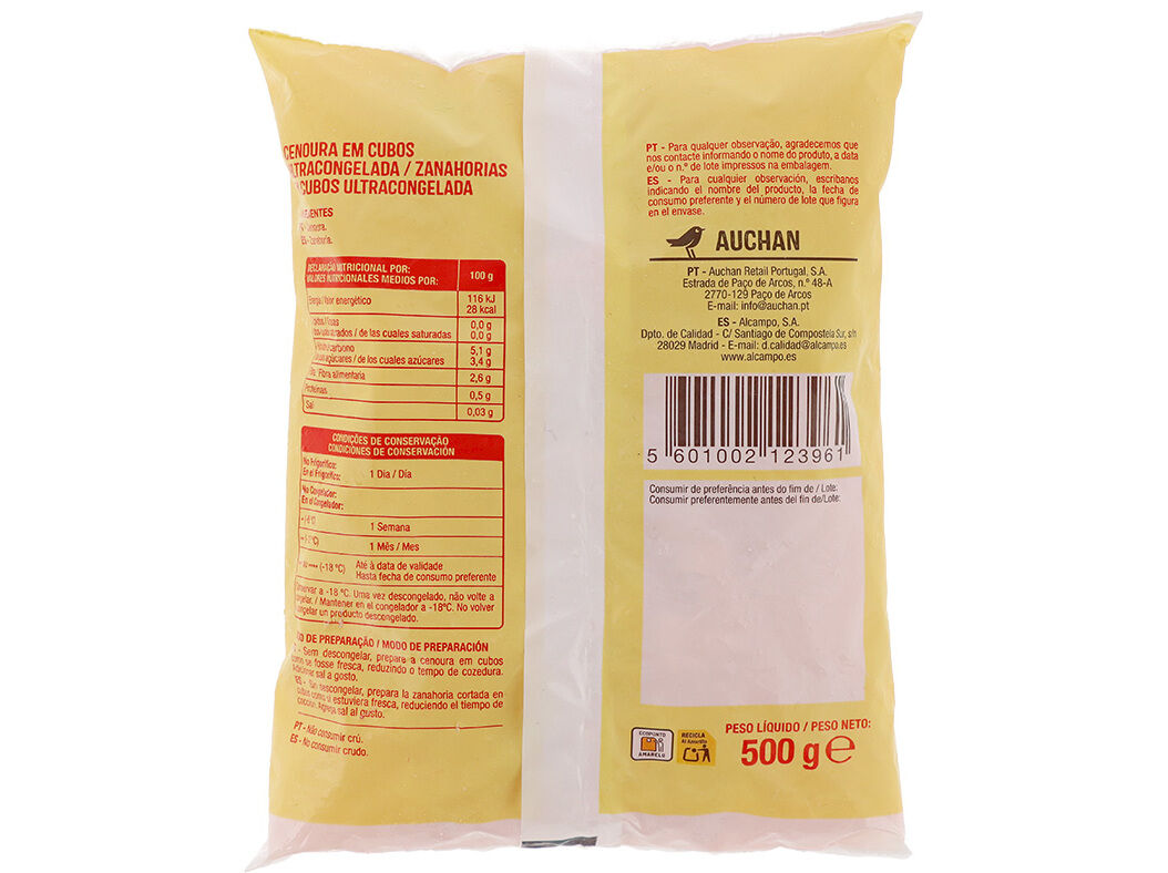 CENOURA AUCHAN EM CUBOS 500G image number 1