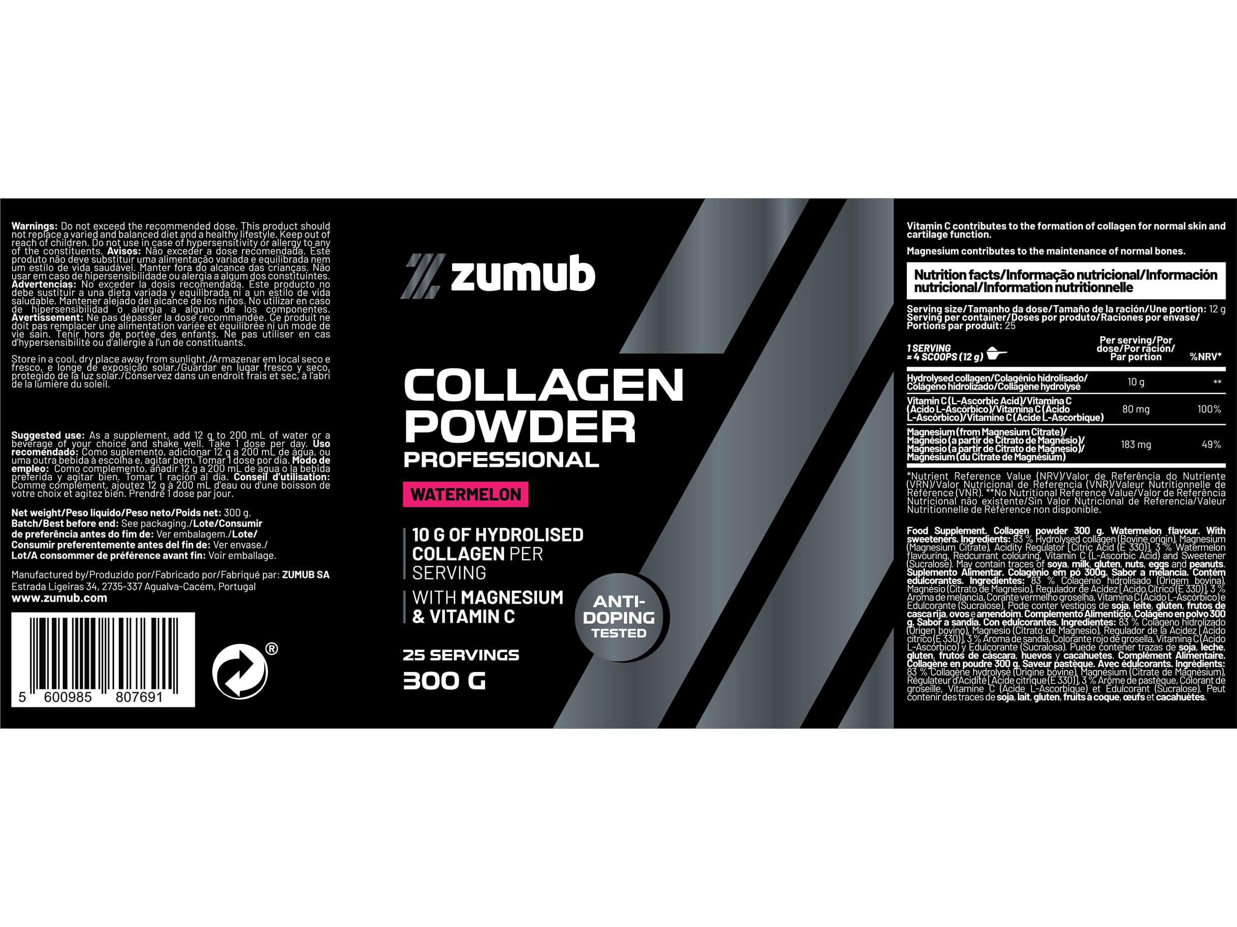 SUPLEMENTO ZUMUB COLAG&Eacute;NIO MELANCIA 300G image number 1