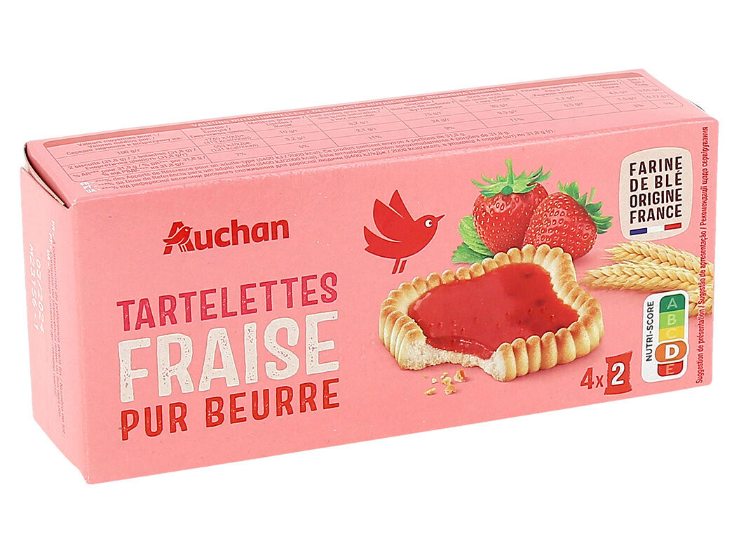 TARTELETTES AUCHAN QUADRADAS MORANGO 127G image number 0