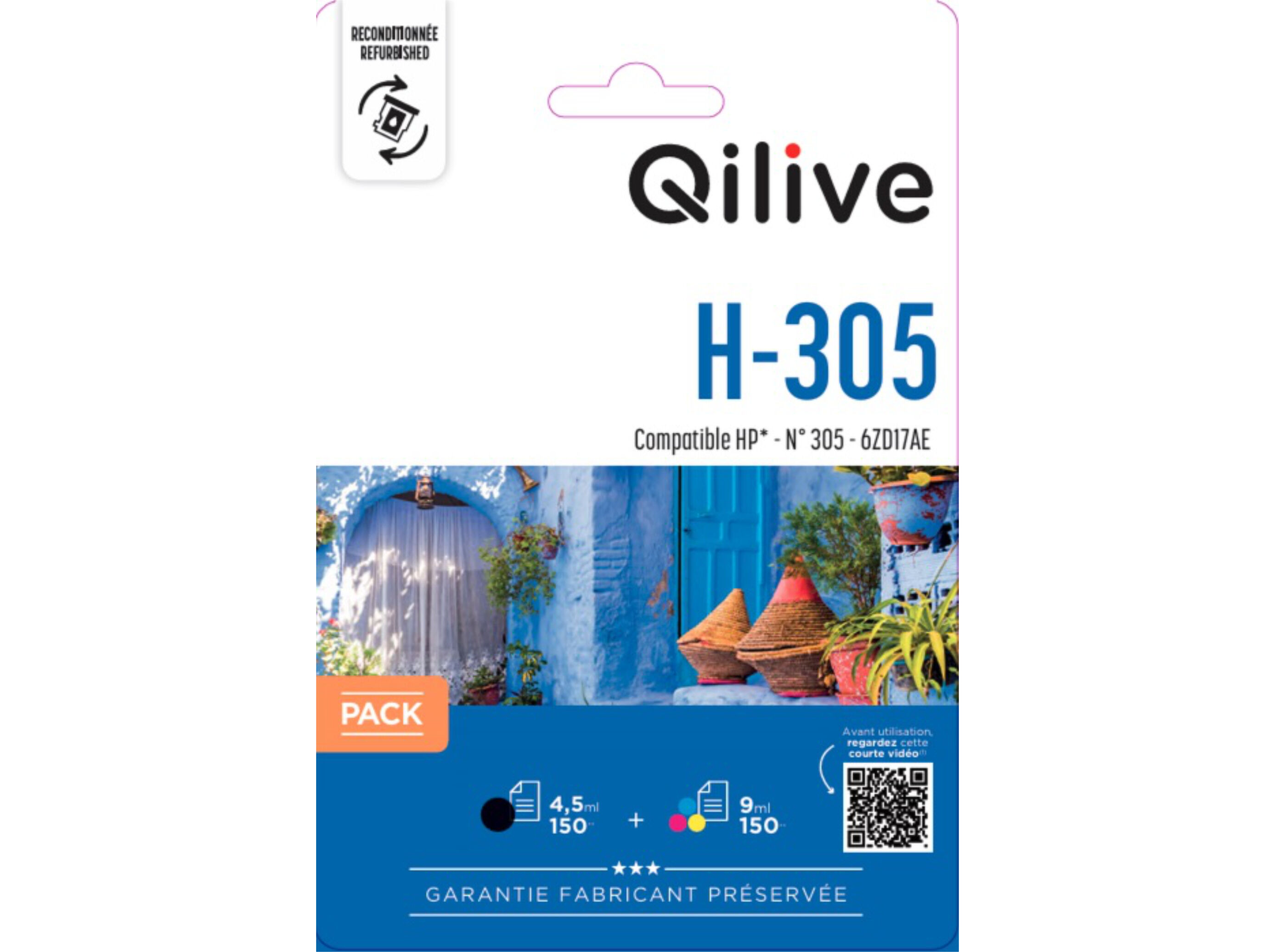 TINTEIRO COMPATIVEL QILIVE HP 305 PRETO + COR