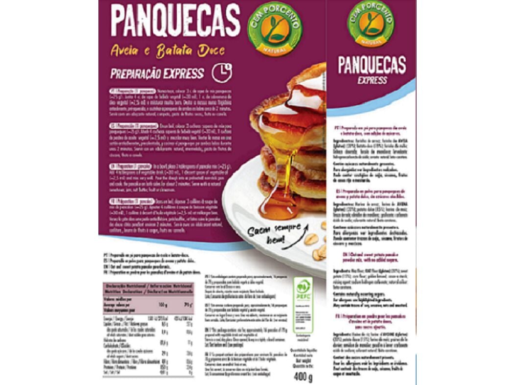 PREPARADO PANQUECA CEM PORCENTO BATATA-DOCE 400G image number 1