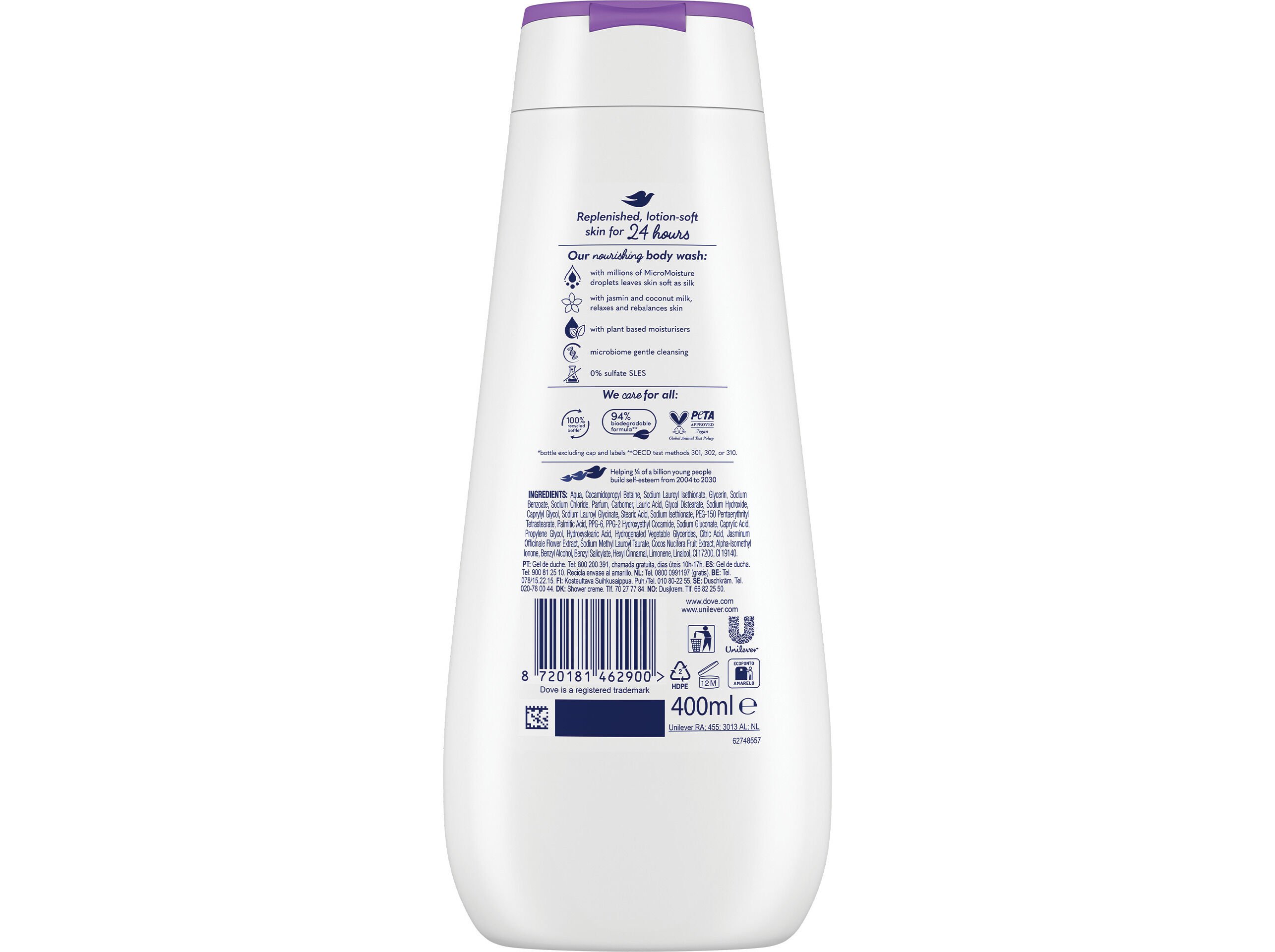 GEL BANHO DOVE ADVANCED RELAX COCONUT 400ML image number 1