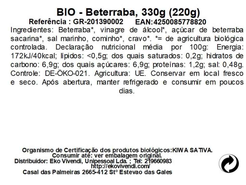 BETERRABA GREEN BIO 330(220)G image number 1