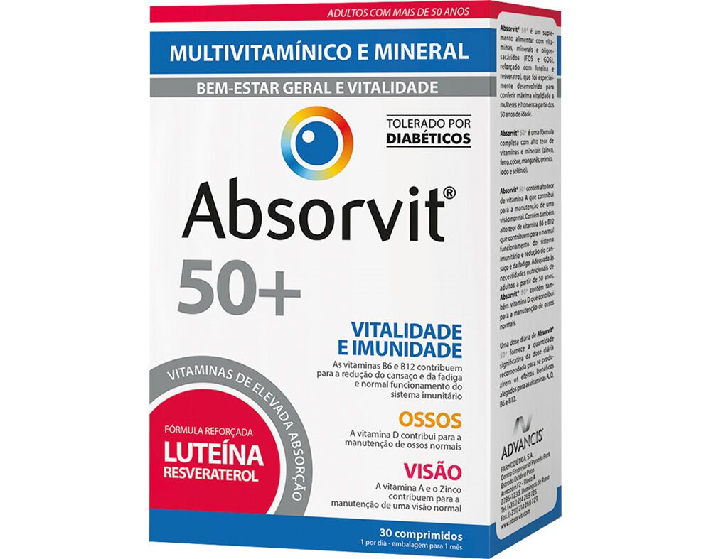 SUPLEMENTO ABSORVIT 50+ 30 COMPRIMIDOS image number 0