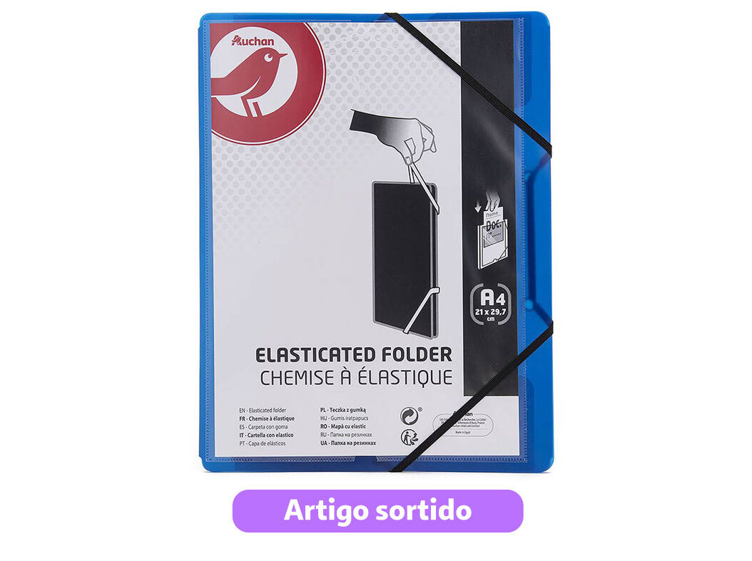 CAPA COM EL&Aacute;STICOS AUCHAN A4 EM PL&Aacute;STICO CORES SORTIDAS image number 4