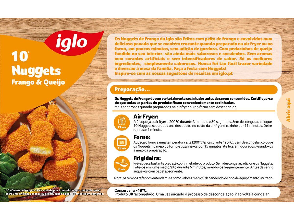 NUGGETS IGLO CAPIT&Atilde;O FRANGO E QUEIJO 10UN 208G image number 1