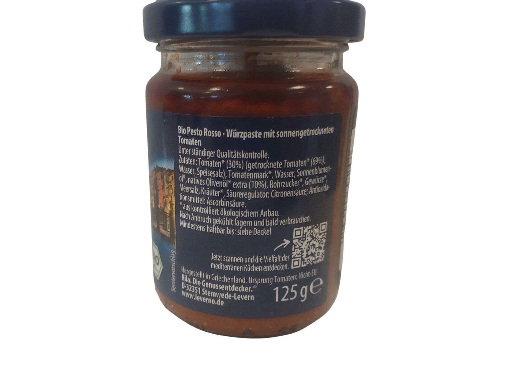 PESTO VERMELHO LEVERNO C/TOMATE SECO BIO 125G image number 1