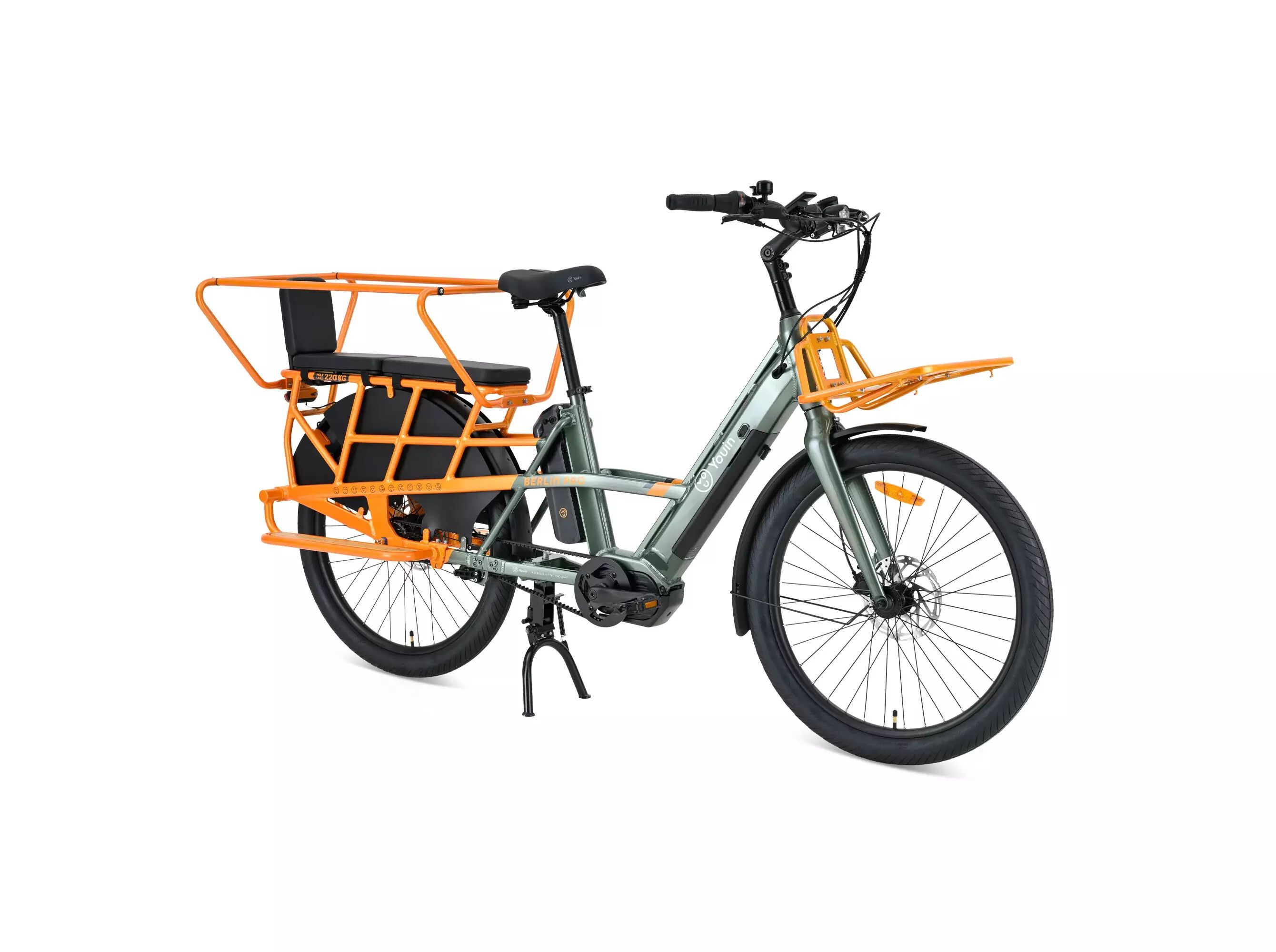 BICICLETA EL&Eacute;TRICA YOUIN BK6150 PRETA-VERDE BERLIN CARGO