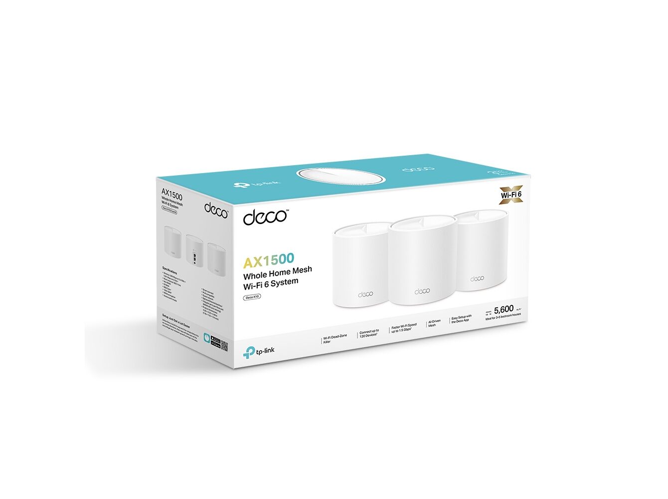 SISTEMA MESH WIFI TP-LINK AX1500 DECO X10 (3PACK) WI-FI 6 image number 1