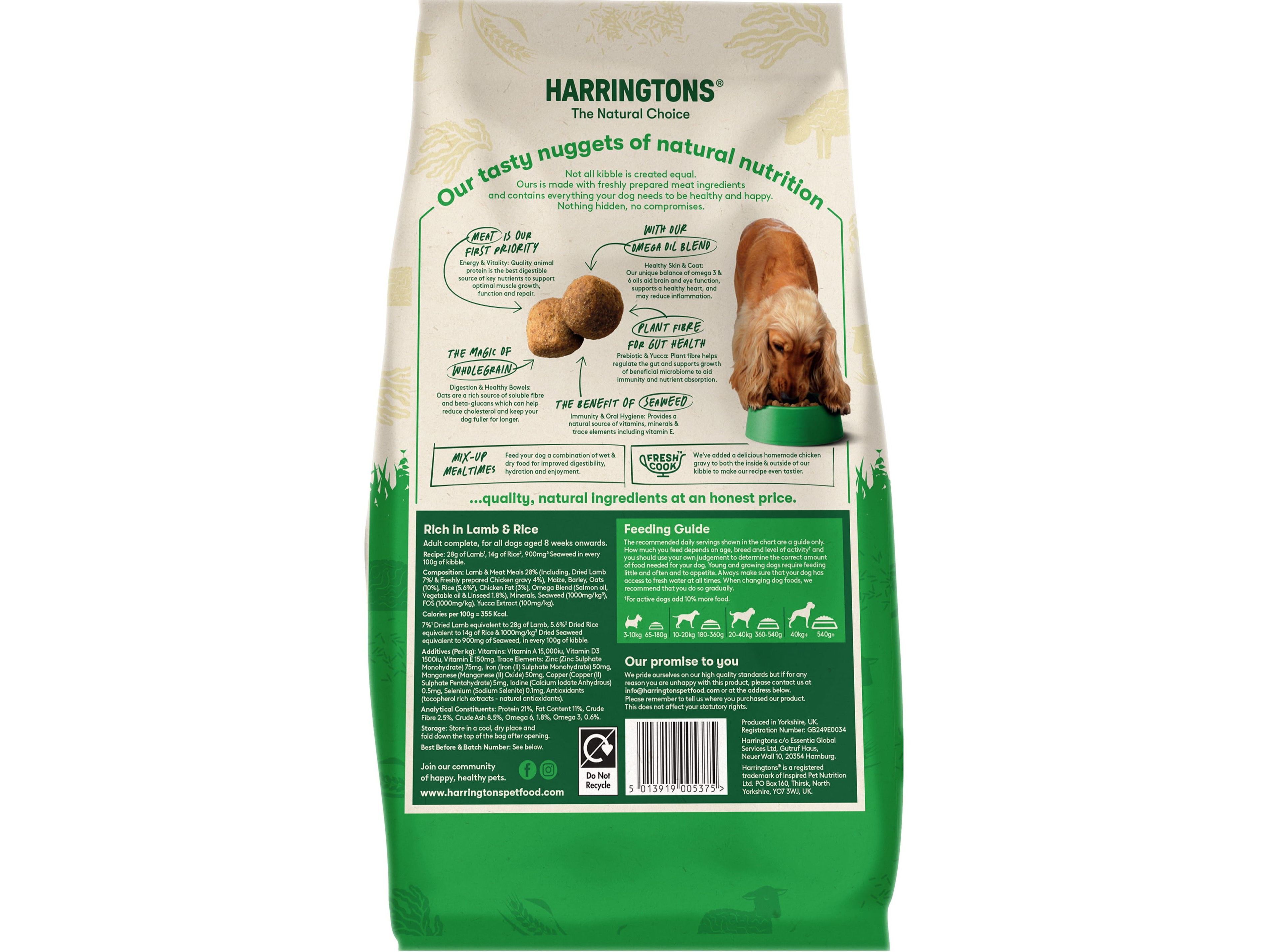 RA&Ccedil;&Atilde;O NATURAL PARA C&Atilde;O HARRINGTONS BORREGO E ARROZ 4KG image number 1