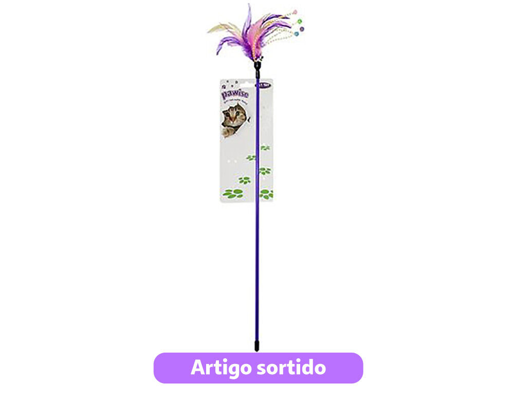 BRINQUEDO PARA GATO PAWISE CANA COM PENA 50CM MODELOS SORTIDOS