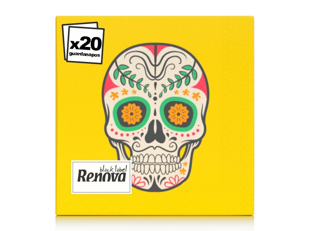 Guardanapo Black Label Renova Mexican Skull 20 Unidades 20 un