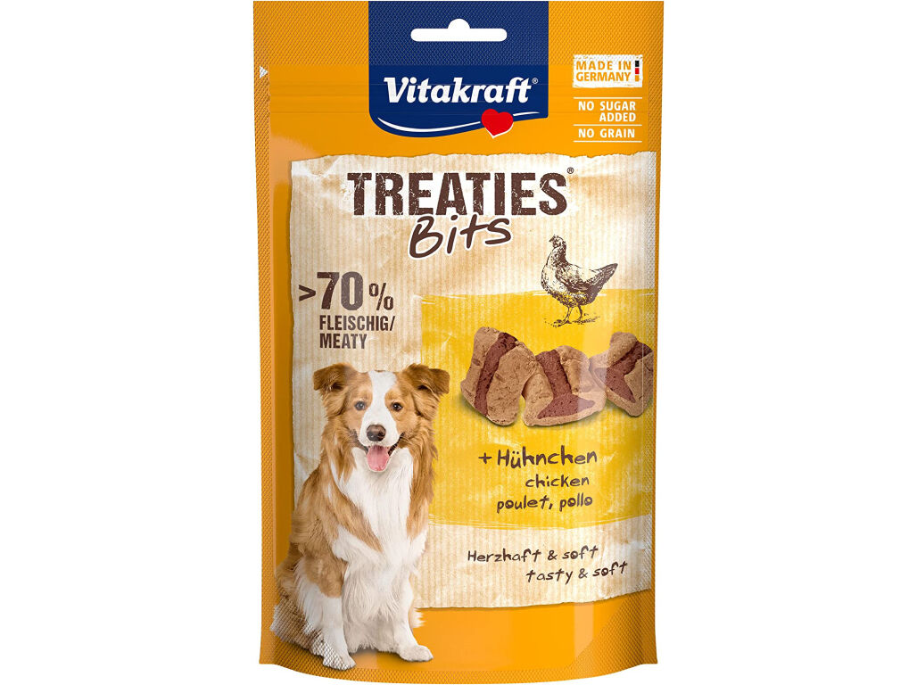 SNACKS PARA C&Atilde;O VITAKRAFT TREATIES BITS COM FRANGO 120G image number 0