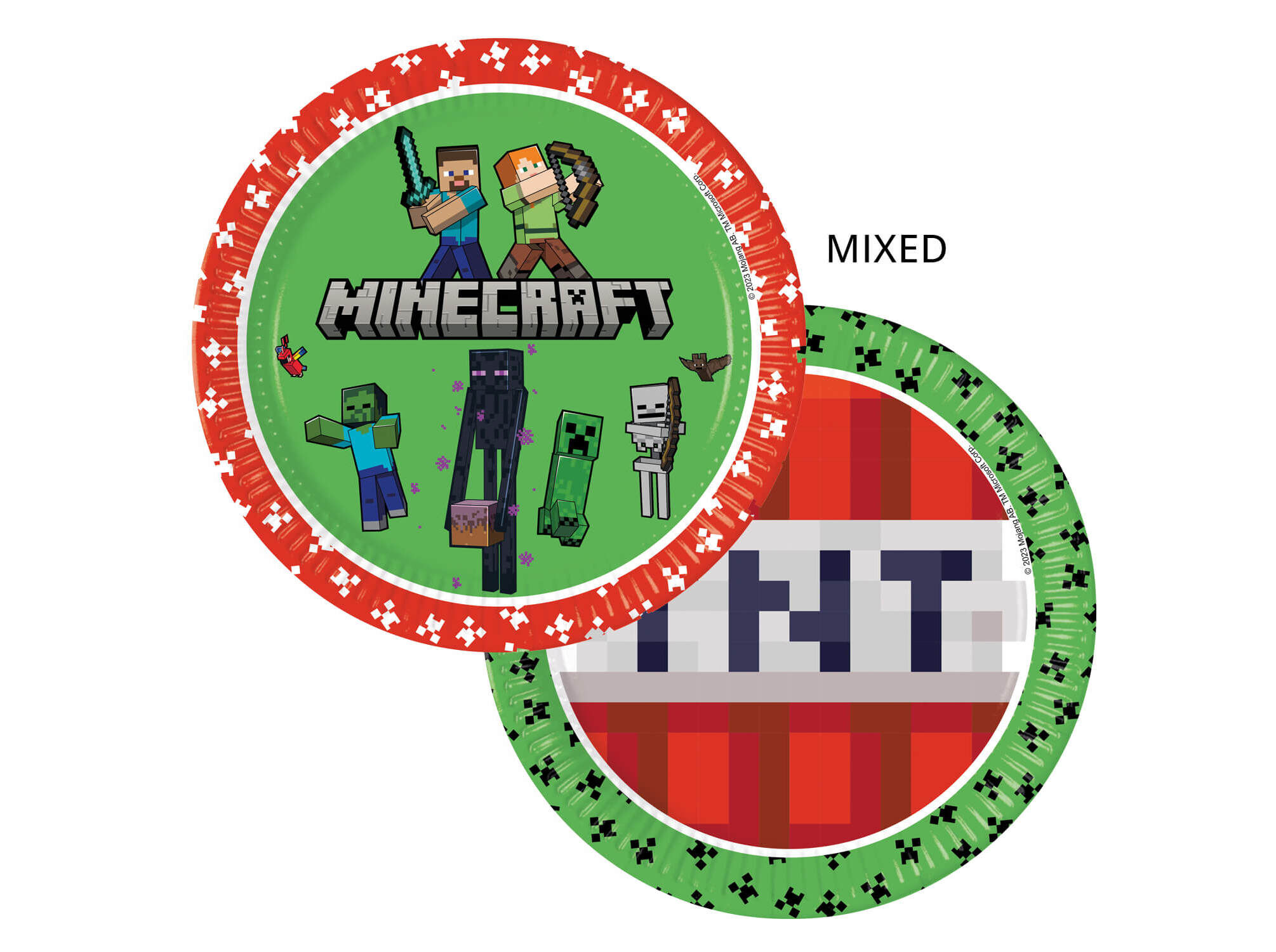 PRATOS DESCART&Aacute;VEIS MINECRAFT PAPEL 23CM 8 UNIDADES