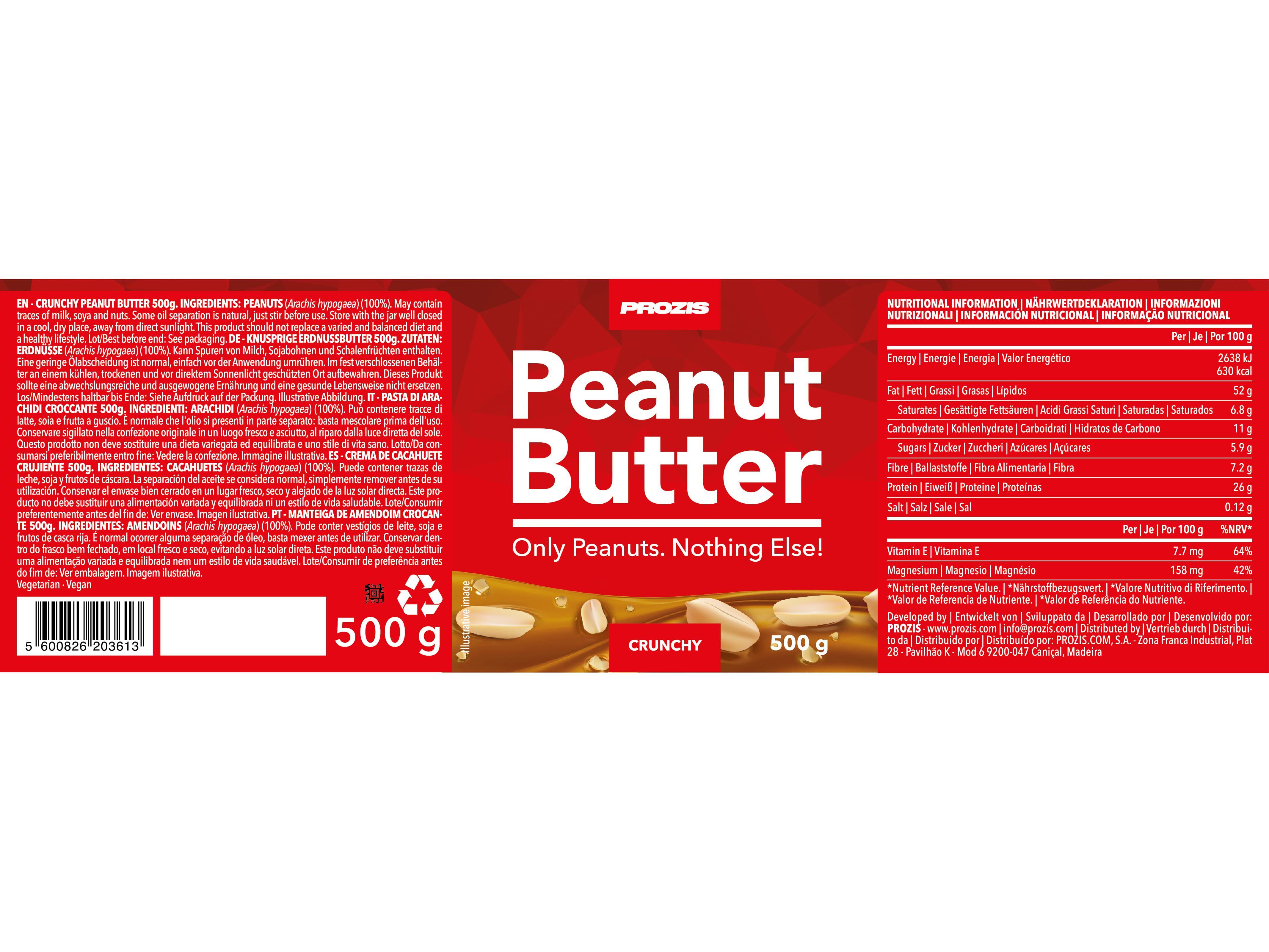 MANTEIGA PROZIS AMENDOIM CROCANTE E 100% NATURAL 500G image number 1