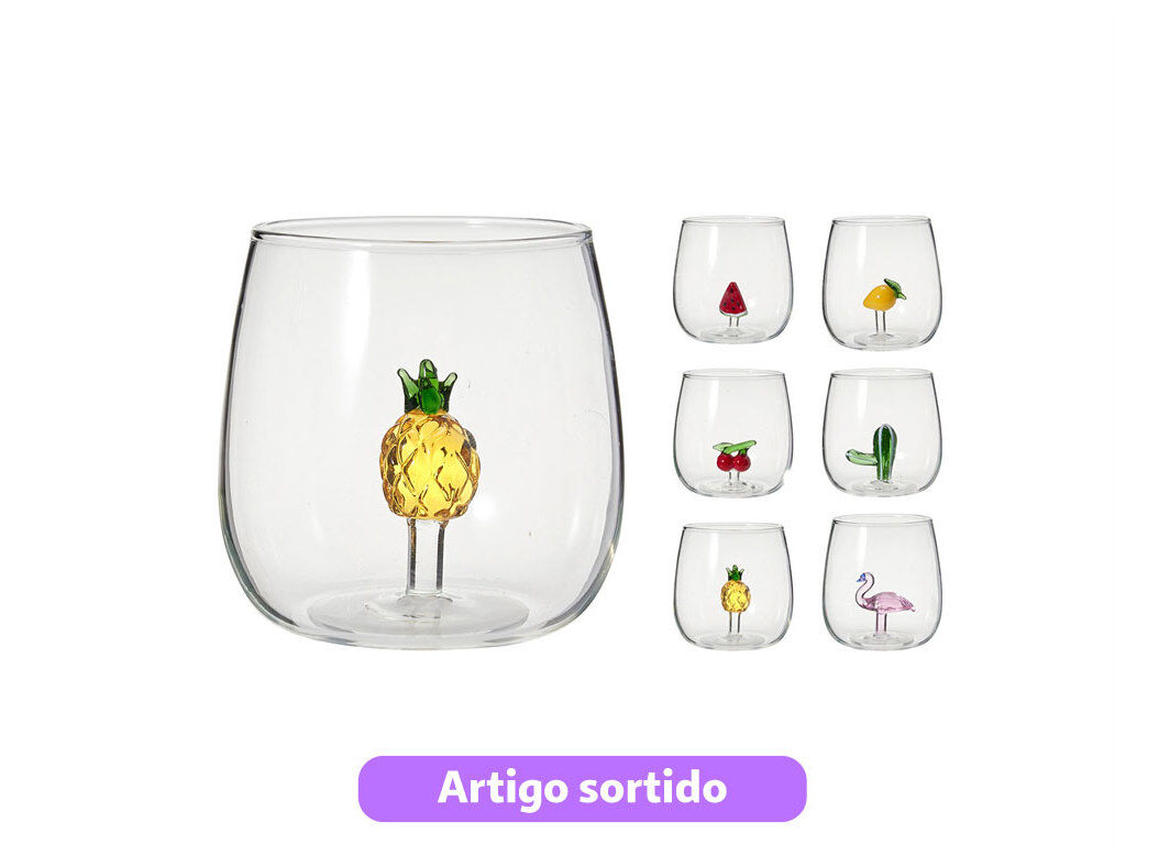 COPO &Aacute;GUA DECORADO VIDRO 500ML MODELOS SORTIDOS image number 0