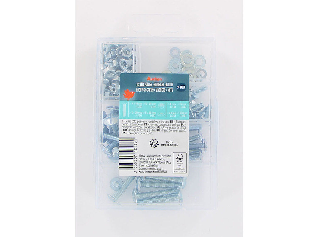 PARAFUSOS + PORCAS + ANILHAS AUCHAN SORTIDO image number 0