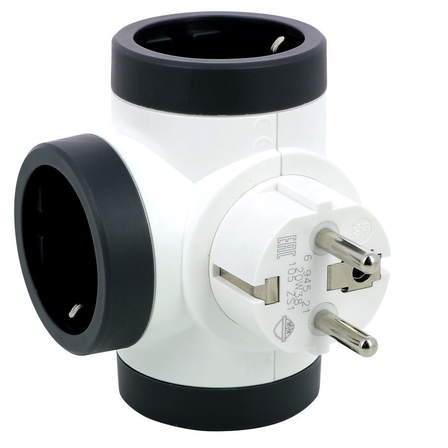 FICHA TRIPLA 2P+T OBT LEGRAND BRANCO/CINZA image number 1