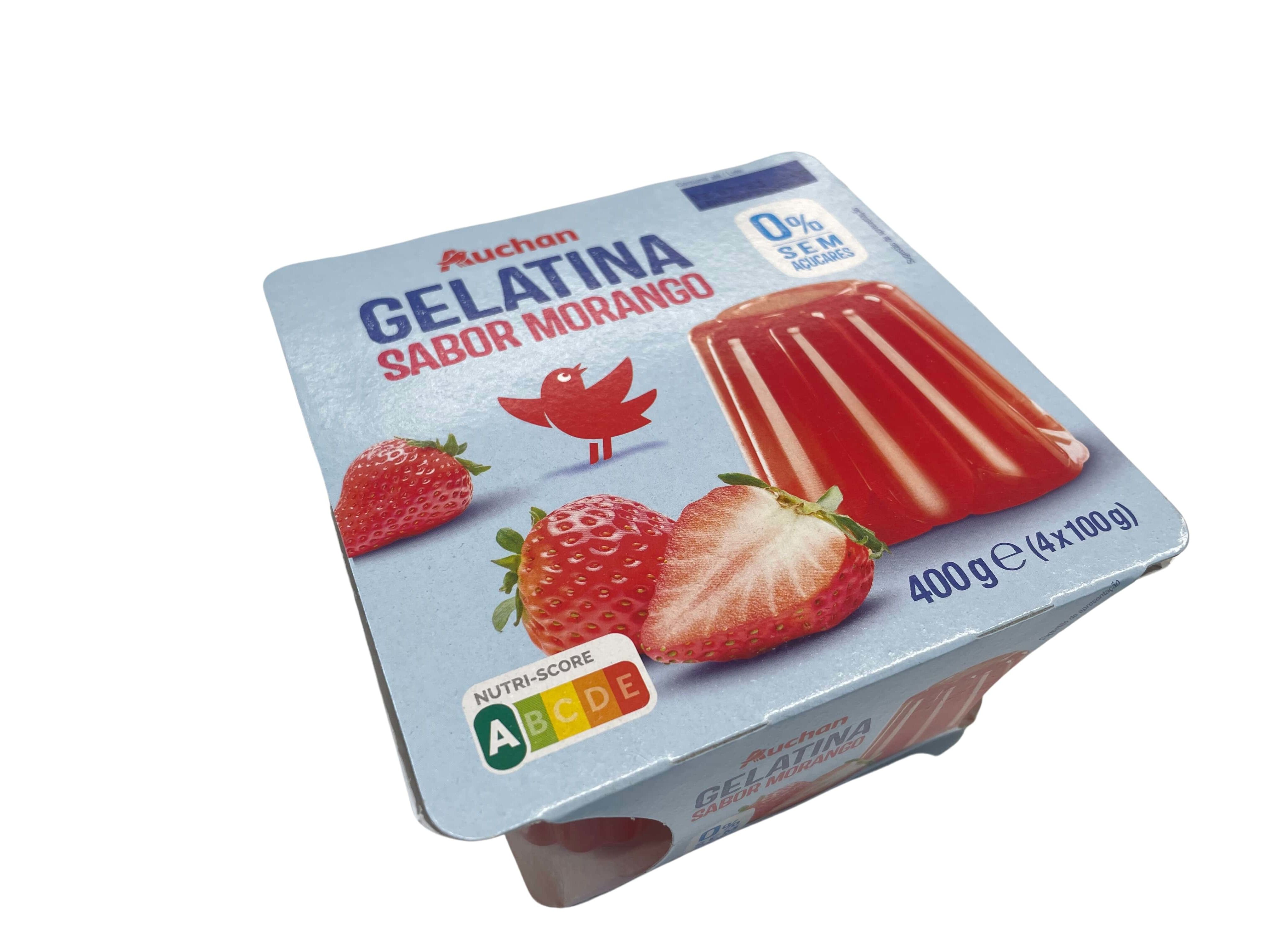 GELATINA AUCHAN MORANGO 0% DE A&Ccedil;&Uacute;CAR 4X100G