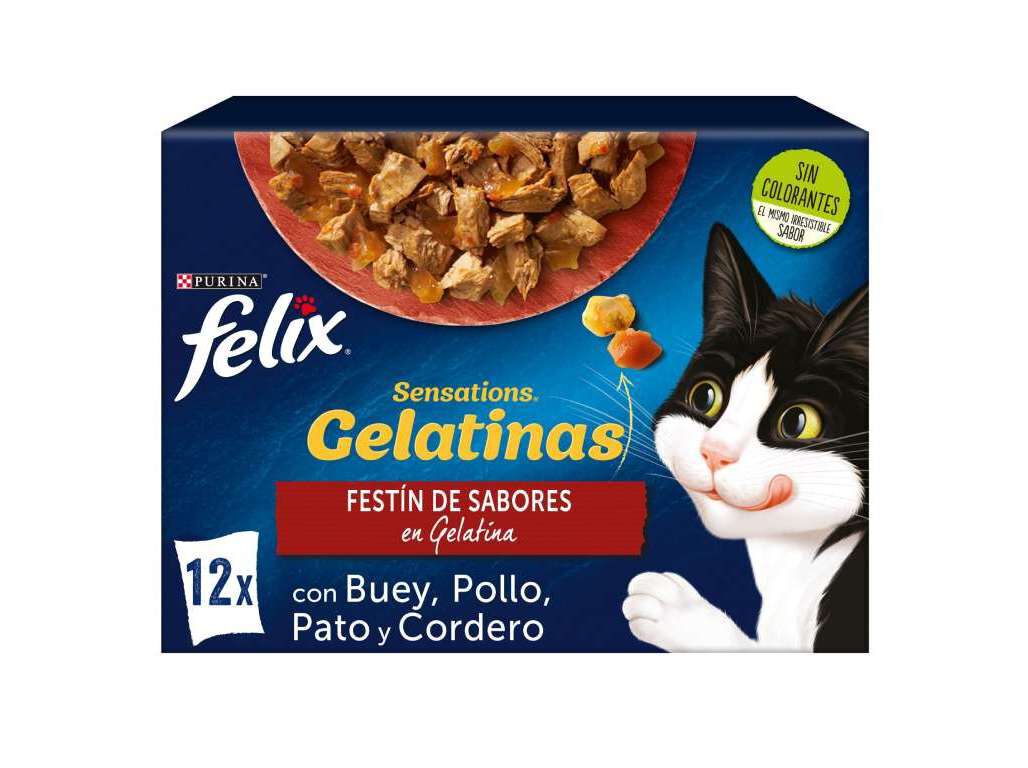 COMIDA H&Uacute;MIDA PARA GATO FELIX SENSATIONS CARNE 12X85G image number 1
