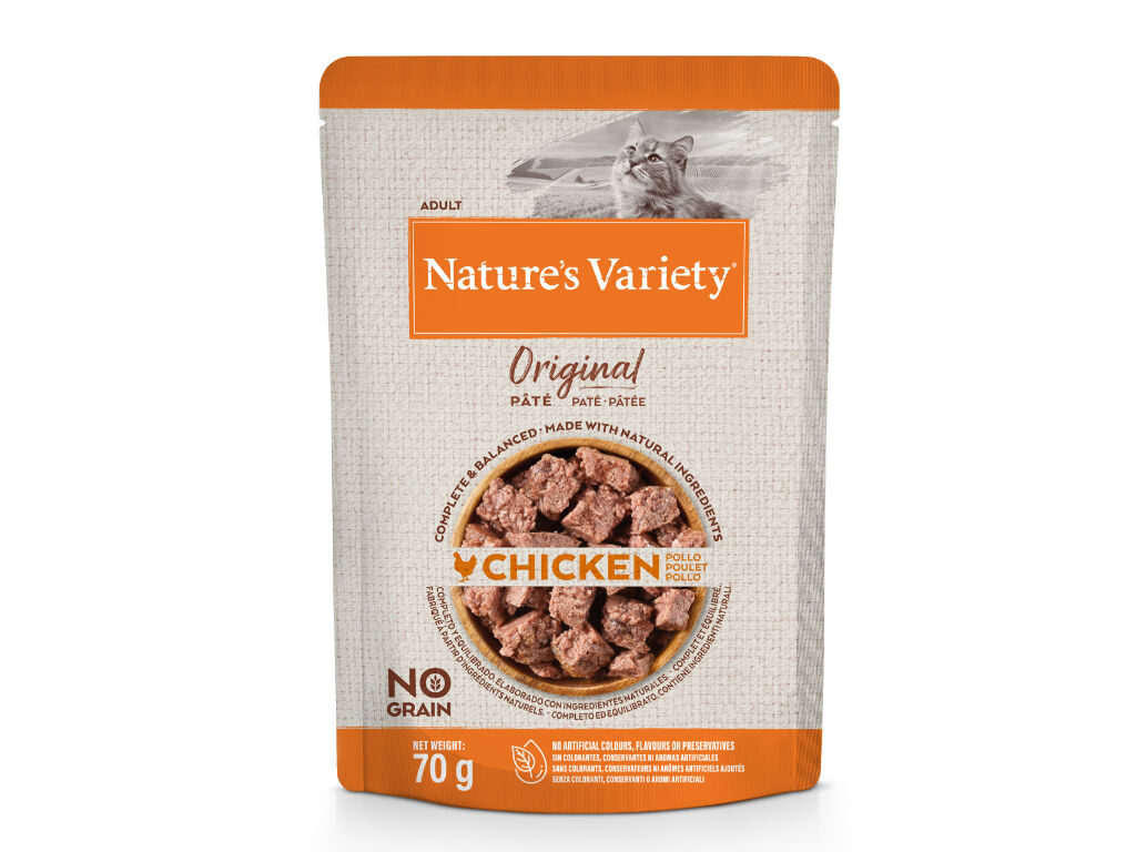 COMIDA H&Uacute;MIDA PARA GATO NATURE'S VARIETY FRANGO 70G