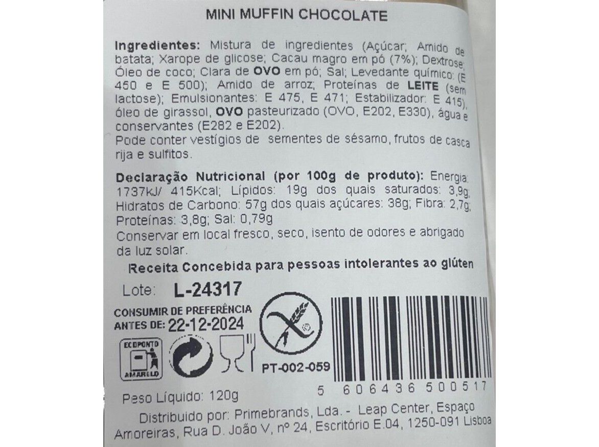 MUFFINS CHOCOLATE MUSEU DO P&Atilde;O SEM GL&Uacute;TEN 3X40G image number 1