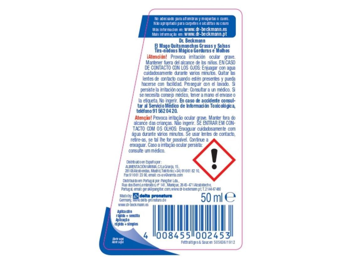 TIRA N&Oacute;DOAS DR.BECKMANN GORDURAS+MOLHOS 50ML image number 1