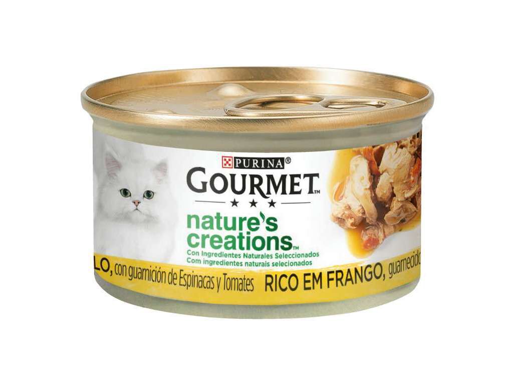 COMIDA H&Uacute;MIDA PARA GATO GOURMET NATURES CREATIONS COM FRANGO 85G image number 0