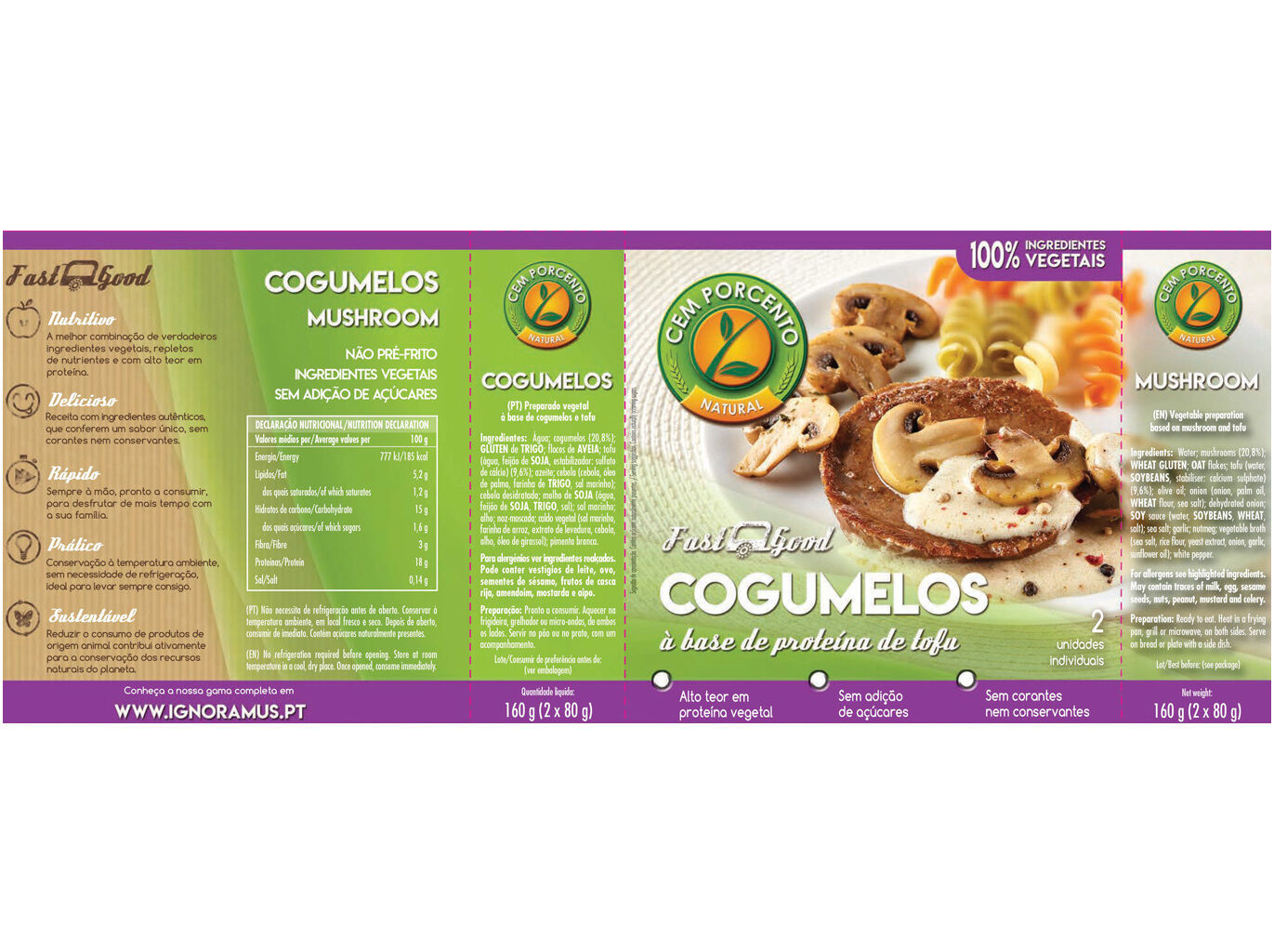 HAMBURGUER CEM PORCENTO COGUMELOS 160G image number 1