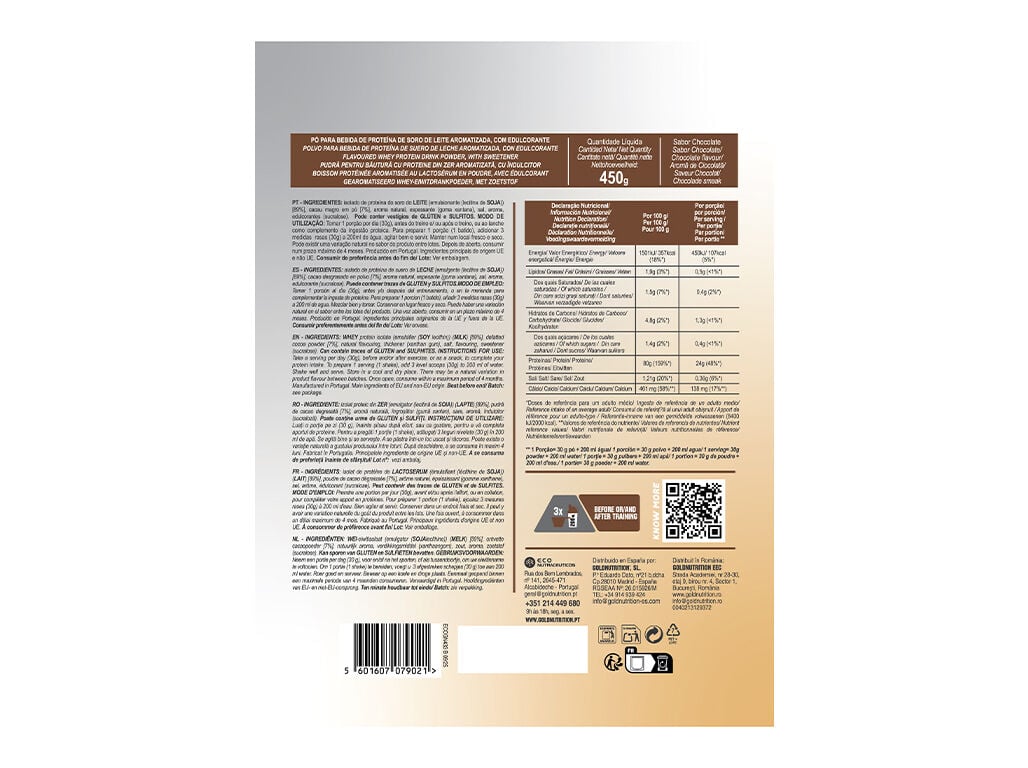 PROTEINA GOLDNUTRITION TOTAL ISO WHEY CHOCOLATE 450 G image number 1