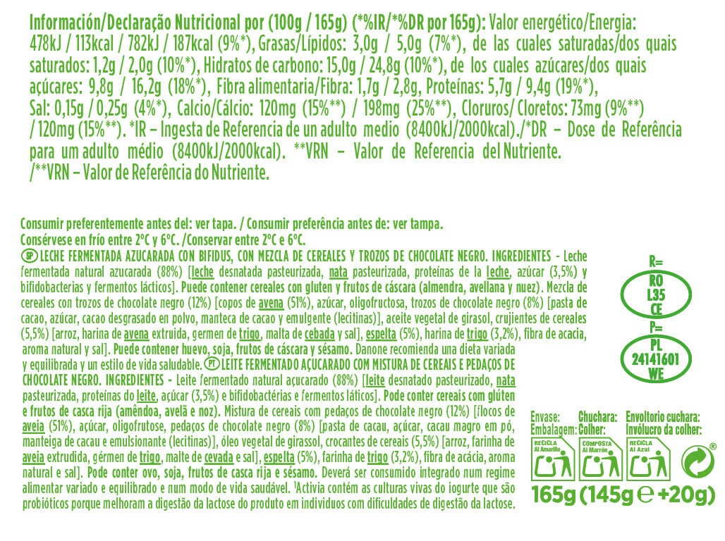 BIFIDUS ACTIVIA TOPPER GRANOLA FRUTOS VERMELHOS 165G image number 1