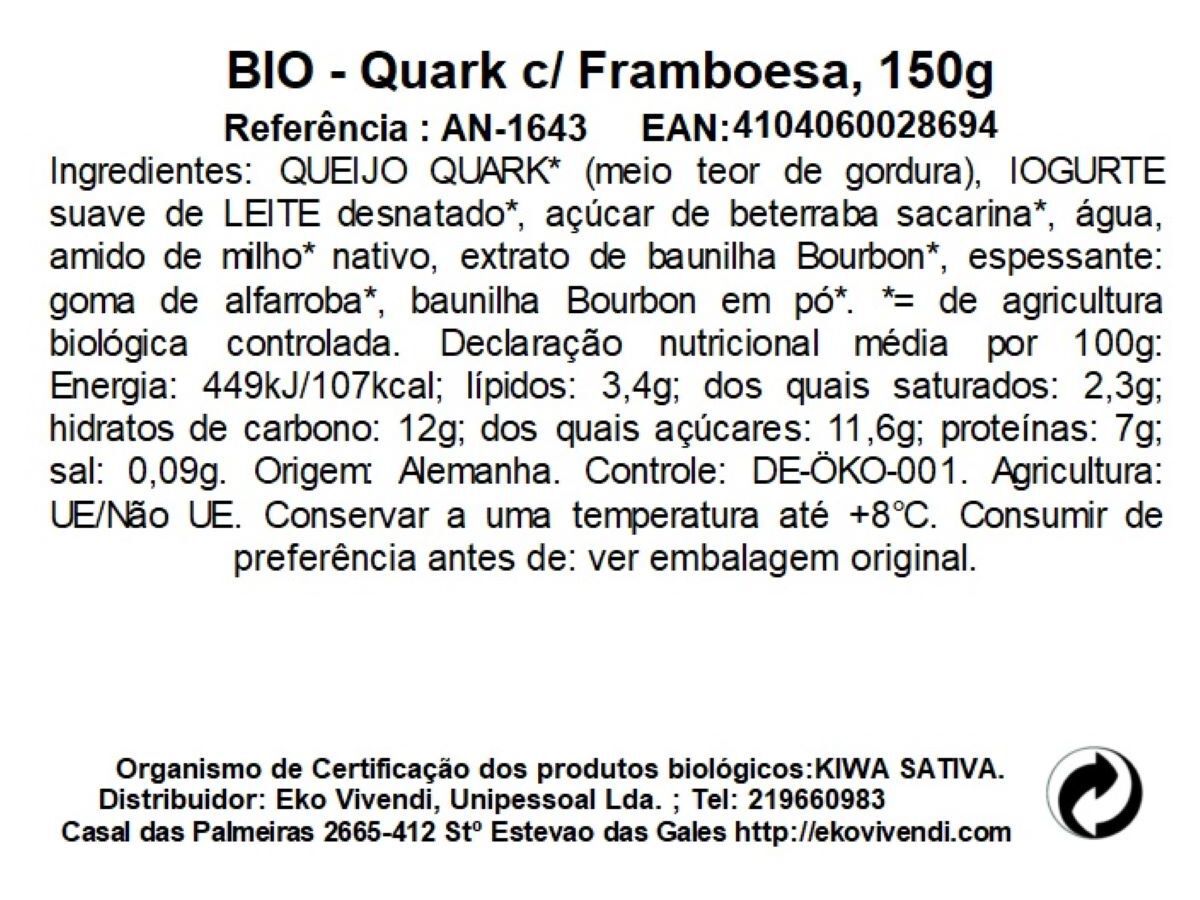 QUARK BIO ANDECHSER FRAMBOESA 150G image number 1