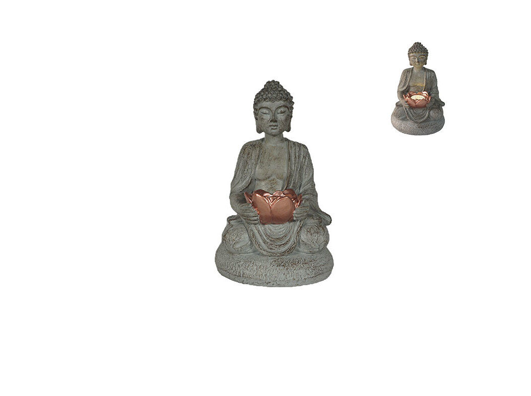 BUDA EM POLIRESINA GARDENSTAR COM LUZ SOLAR 14X13.8X21.5CM image number 0