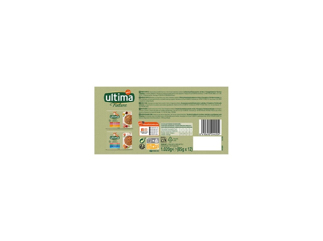 COMIDA H&Uacute;MIDA GATO ULTIMA NATURE SELE&Ccedil;&Atilde;O DE PEIXE 12X85G image number 1