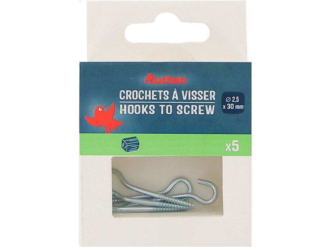 GANCHOS PARA APARAFUSAR AUCHAN 5 PE&Ccedil;AS 2.5X30MM image number 0