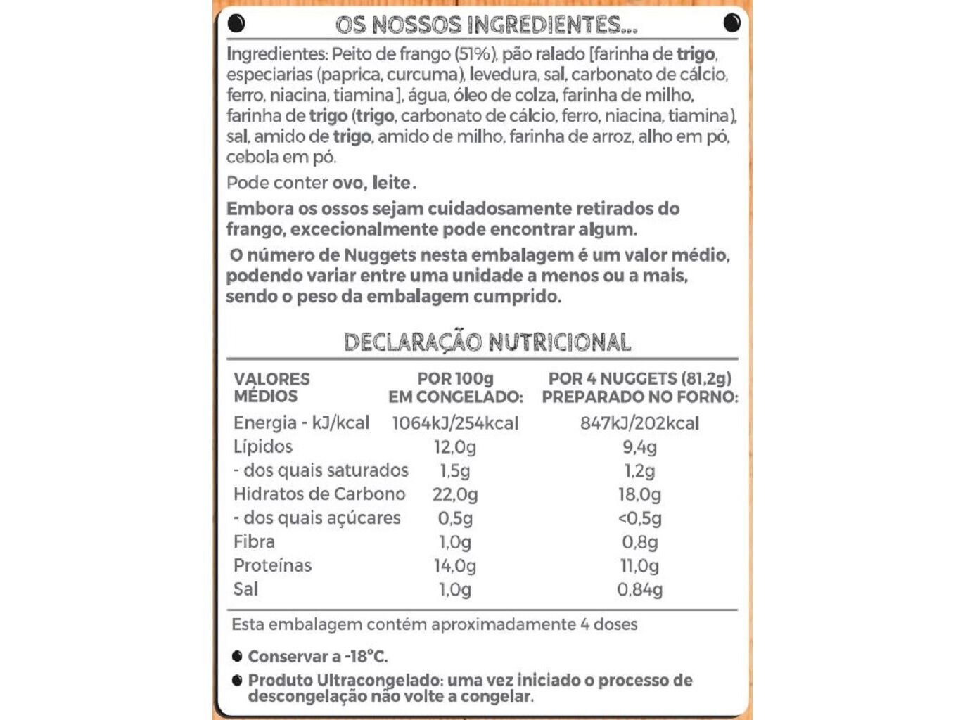 NUGGETS IGLO FRANGO 18UN 375G image number 1