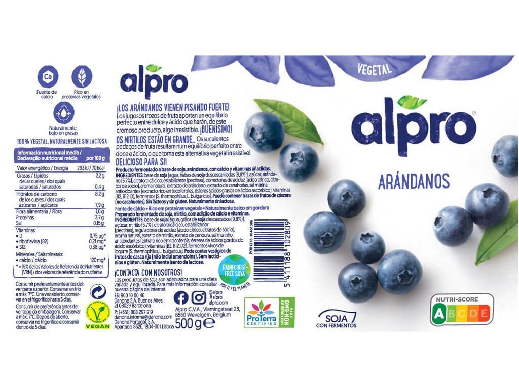 YOFU ALPRO MIRTILO 400G image number 1