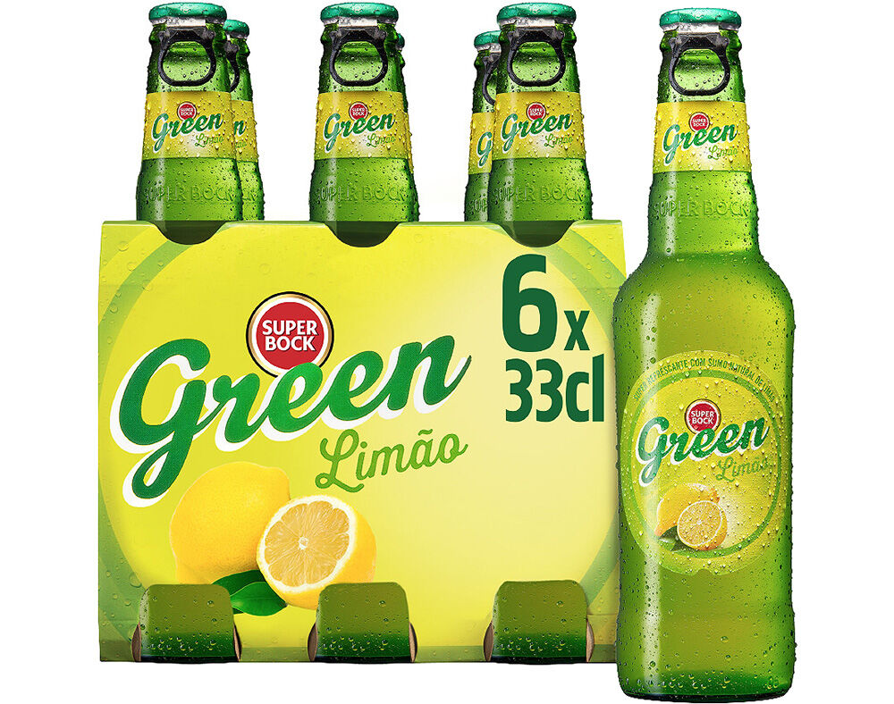 CERVEJA SUPER BOCK COM &Aacute;LCOOL GREEN TARA PERDIDA 6X0.33L