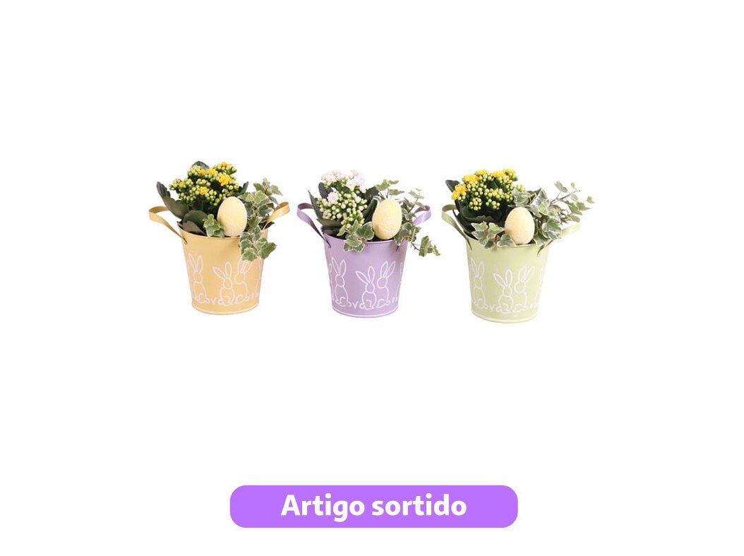 ARRANJO DE P&Aacute;SCOA COM 2 PLANTAS EM VASO ZINCO VASO 12 MODELOS SORTIDOS