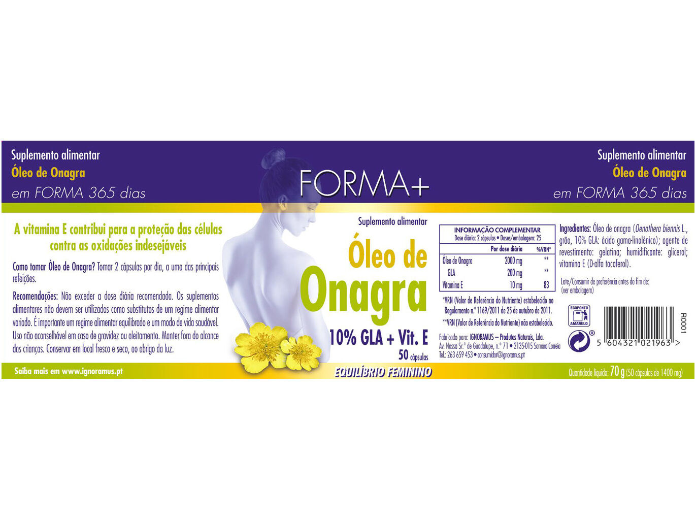 SUPLEMENTO FORMA+ &Oacute;LEO ONAGRA 50 CAPS image number 1