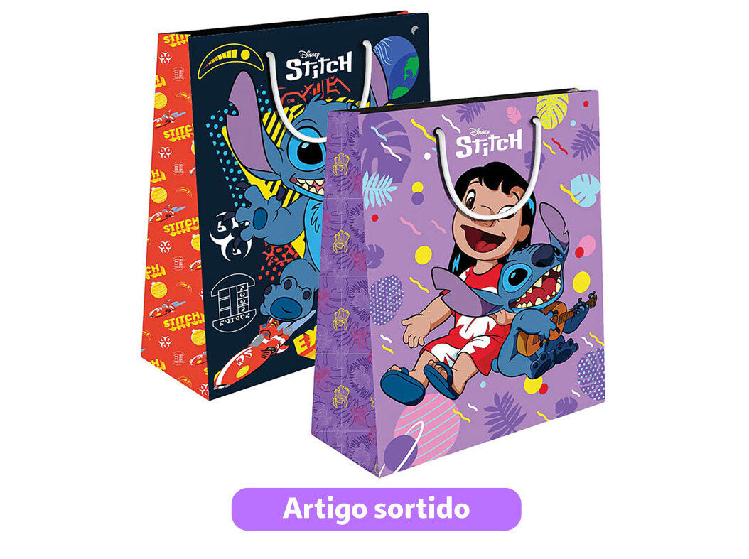 SACO PRESENTE STITCH 33X45X10CM GRANDE MODELOS SORTIDOS image number 0